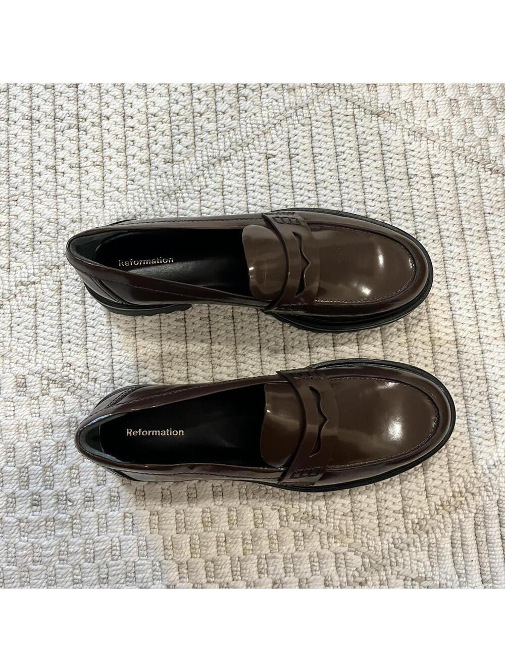 Reformation Agathea Chunky Loafers in Espresso Leather - Picture 4 of 8